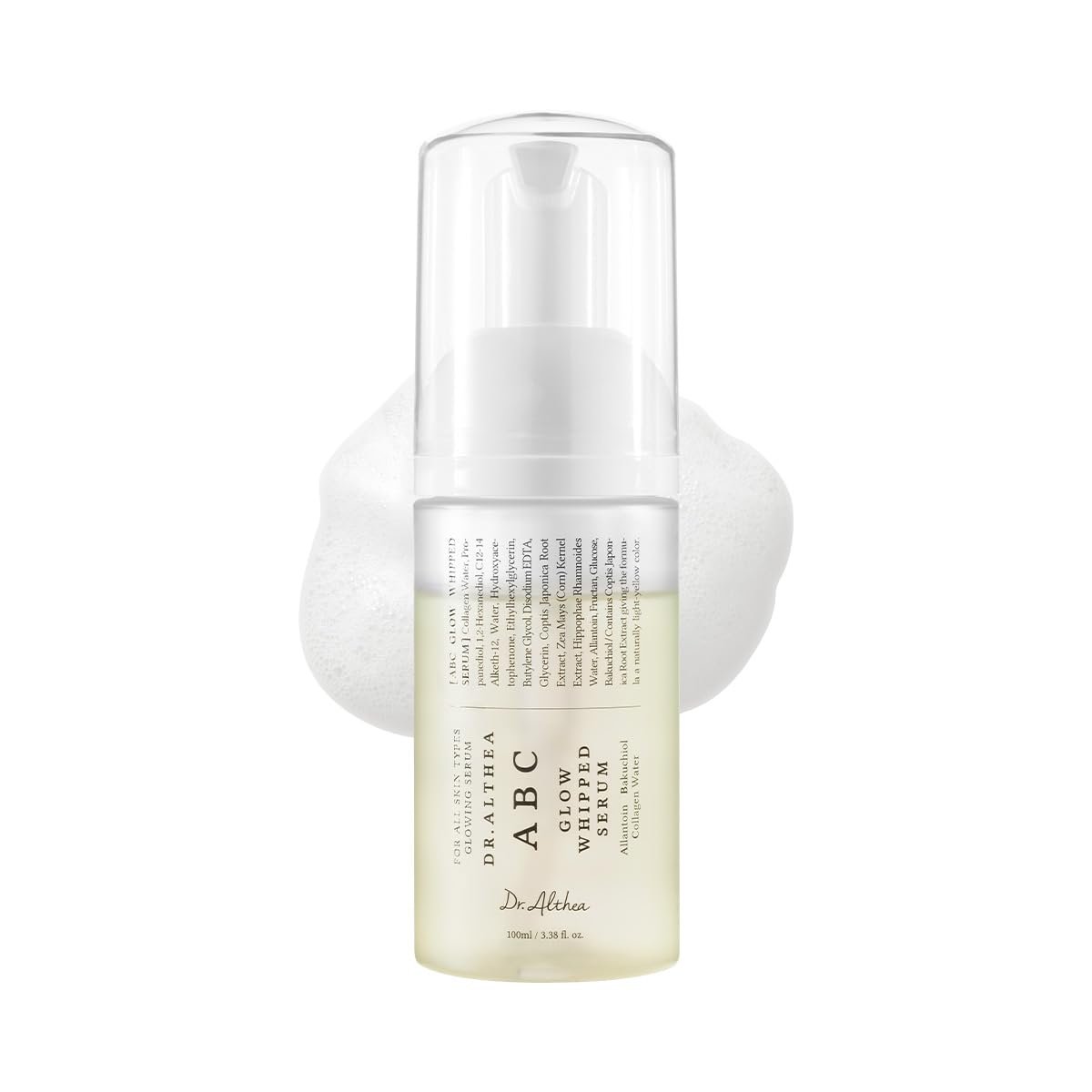 Dr.Althea ABC Glow Whipped Serum | Bubble Toner with Collagen & Vitamin Tea Wtater | Radiance-Boosting Toner for Instant Hydration & Makeup-Ready Finish | Vegan Korean Skincare, 3.38 Fl Oz