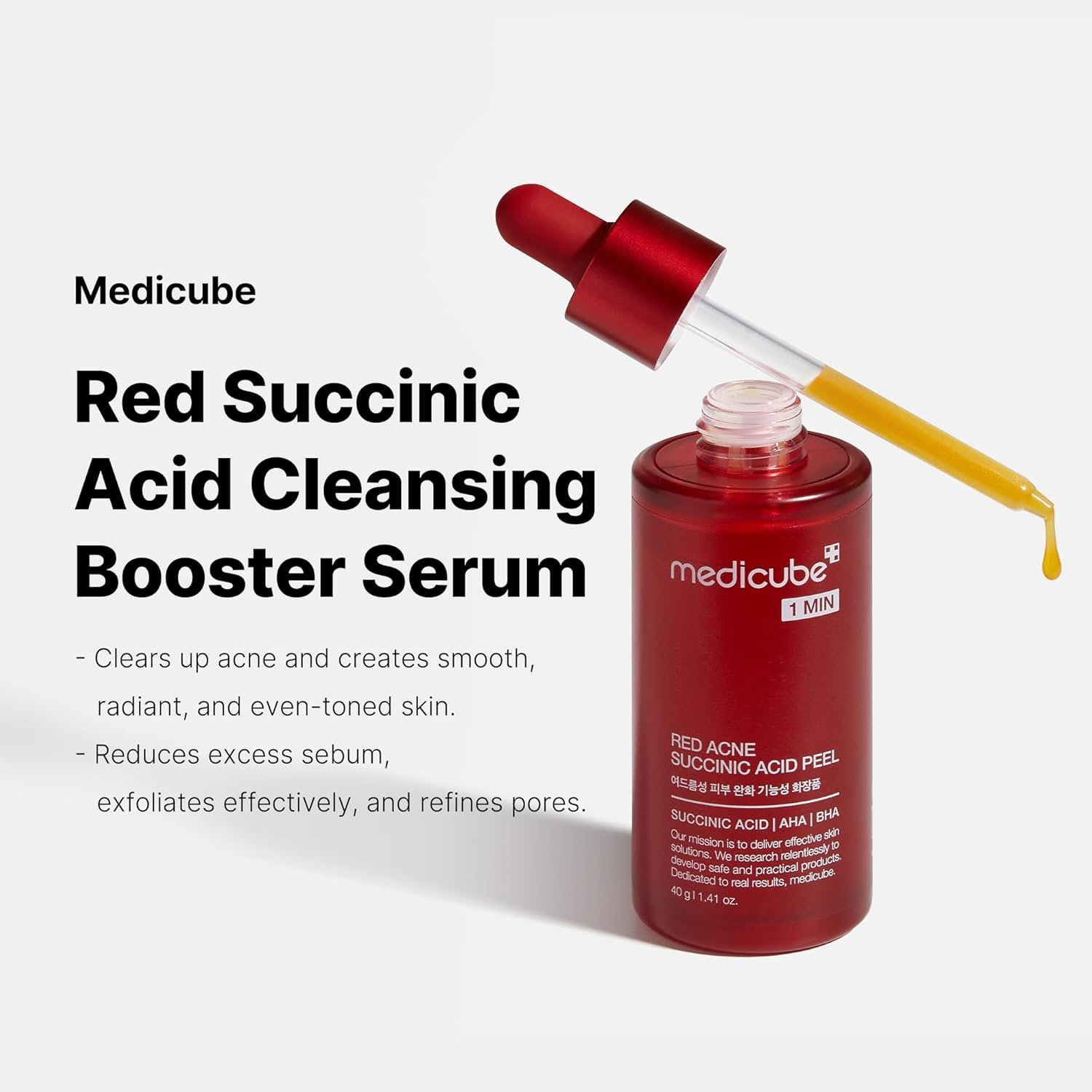 Medicube 21% Acid Wash-off Exfoliant (AHA+BHA+Succinic Acid), Wash-off Resurfacing Serum, Best for bumpy, breakout-prone skin, Korean Skincare (1.41fl.oz.)