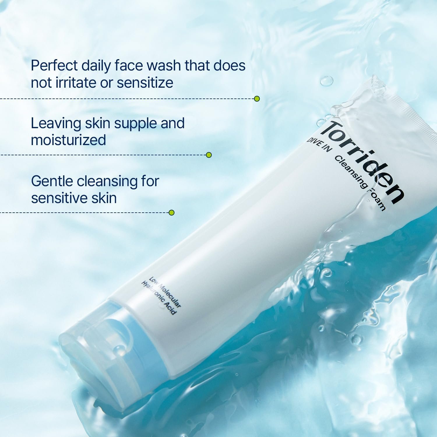 Torriden DIVE-IN Low Molecular Hyaluronic Acid Cleansing Foam رغوة تنظيف بحمض الهيالورونيك