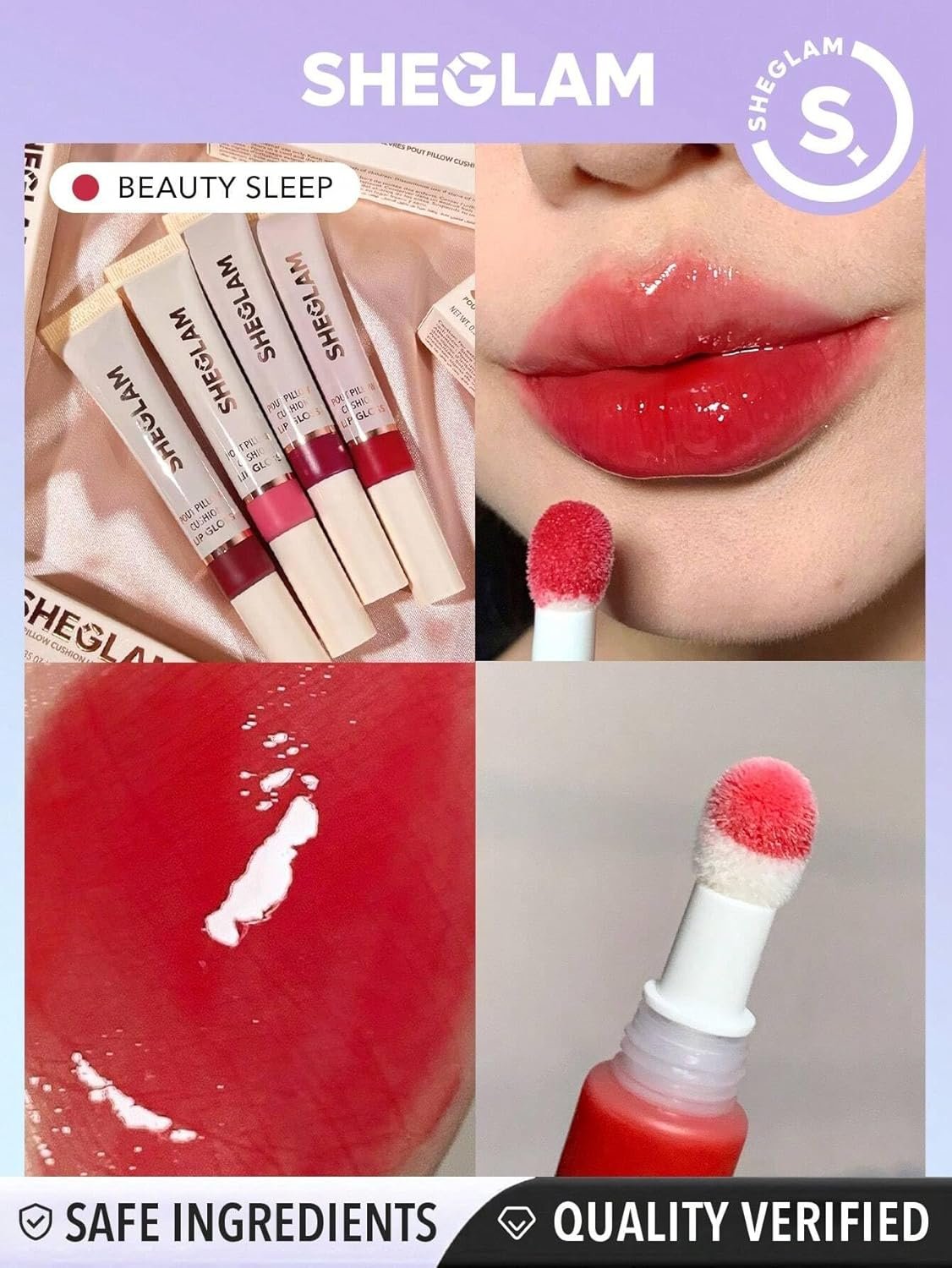 SHEGLAM Pout Pillow Cushion Lip Gloss – With Sponge Tip Applicator