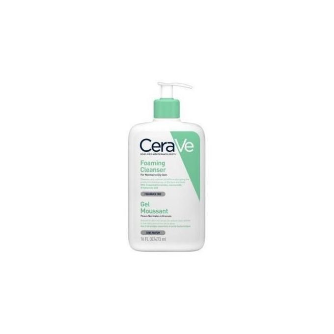 CeraVe Gel Moussant – 236ml  – Gel Nettoyant Purifiant Visage à l’Acide Hyaluronique et au Niacinamide pour Peaux Normales, Grasses غسول الوجه الرغوي من سيرافي