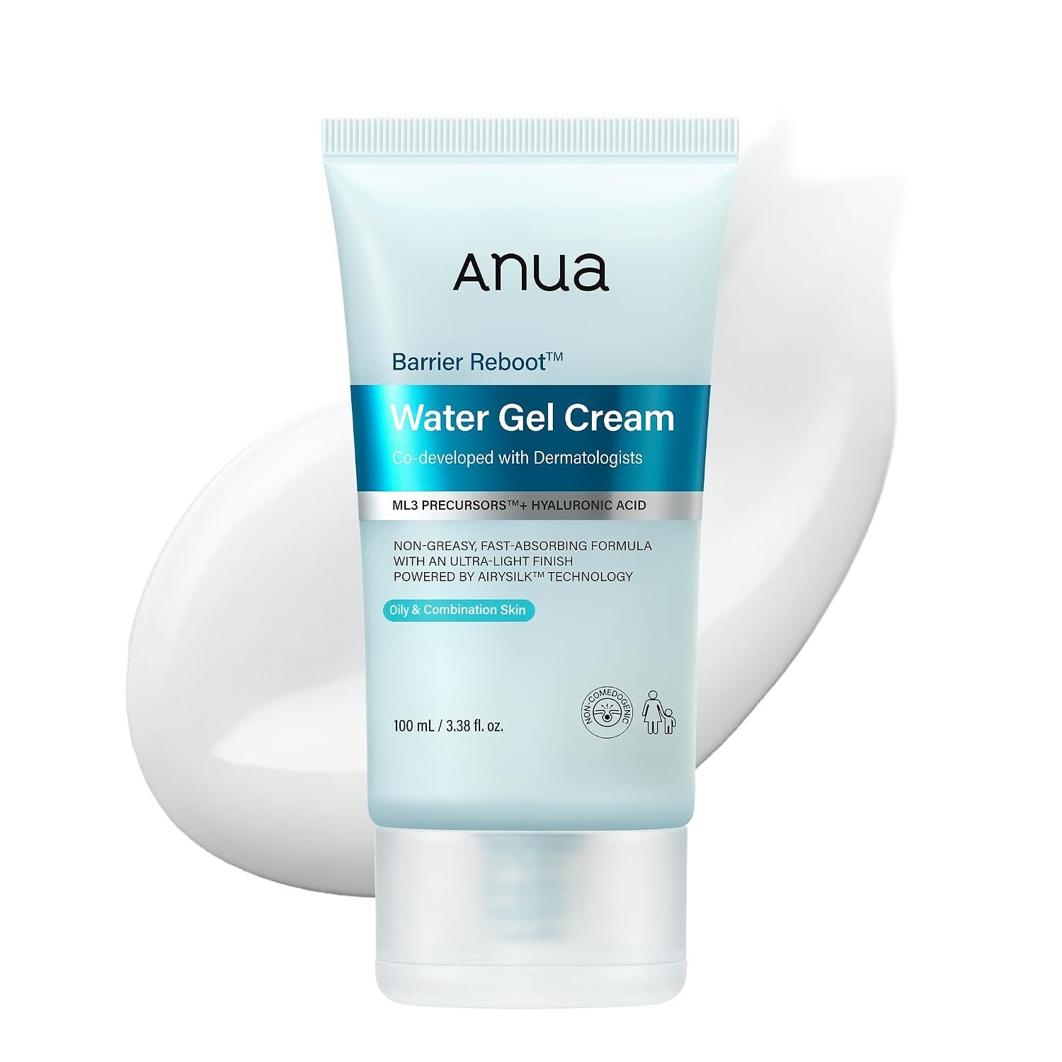 ANUA Barrier Reboot Water Gel Cream, 3.38 fl oz | Non-Greasy Gel Moisturizer with Ceramide and Hyaluronic Acid, Instant Barrier Relief, Dermatologist Tested Korean Skincare