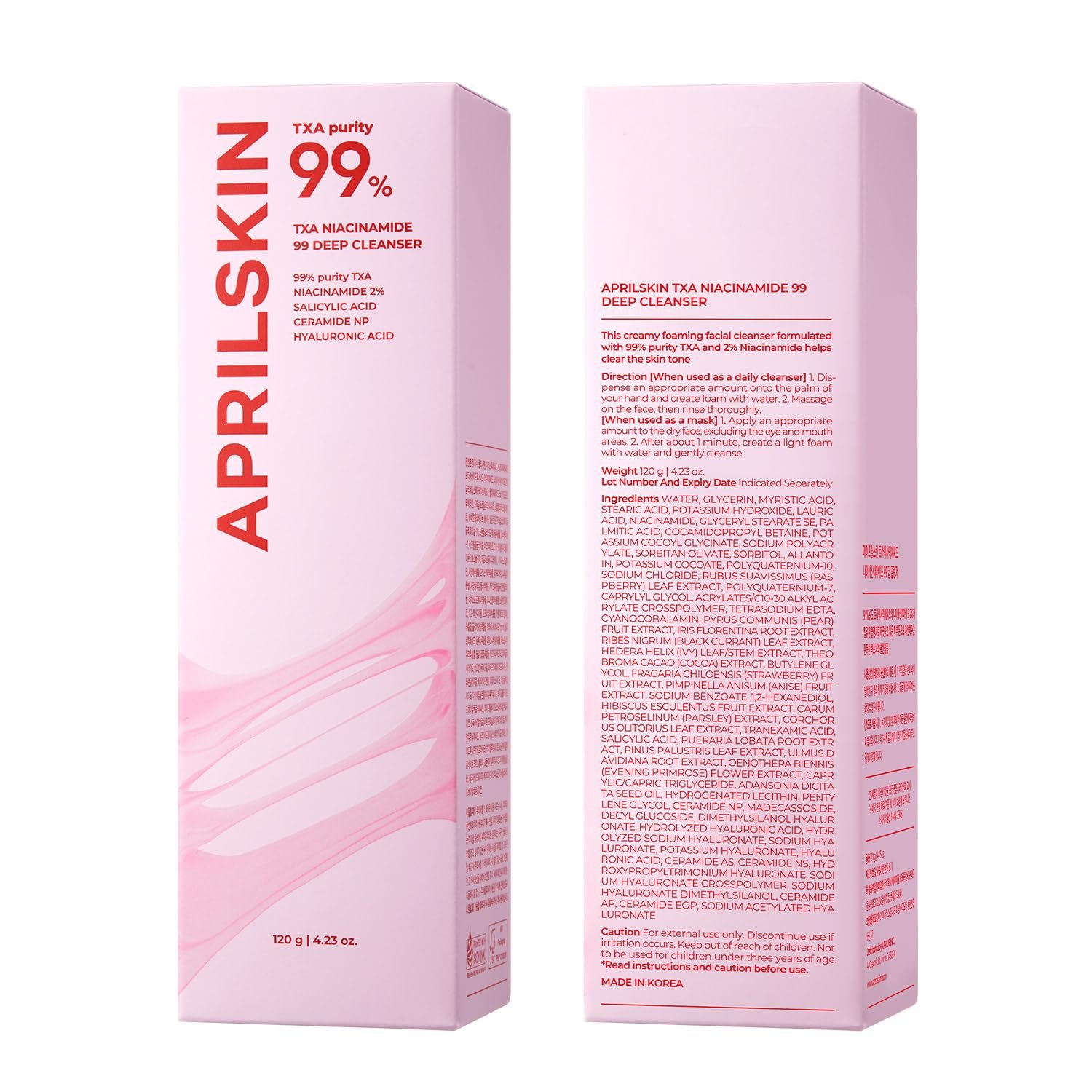 APRILSKIN TXA Niacinamide 99 Pore Care Pink Bubble Gum Deep Cleanser | 99% High-Purity TXA+Niacinamide | All-in-One Cleanser: Deep Cleansing, Blackhead Care, Pore Care, Moisturizing