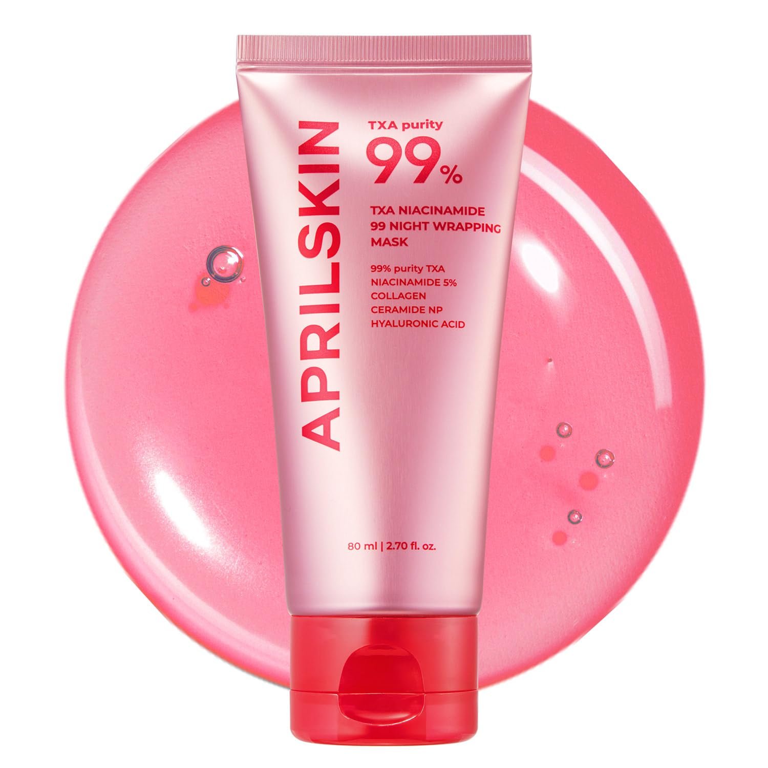 APRILSKIN TXA Niacinamide 99 Overnight Wrapping Mask | 99% High-Purity TXA+Niacinamide for Uneven Skin Tone | Overnight Skin Booster for Toning Care, Firming & Pore Care | 80ml,