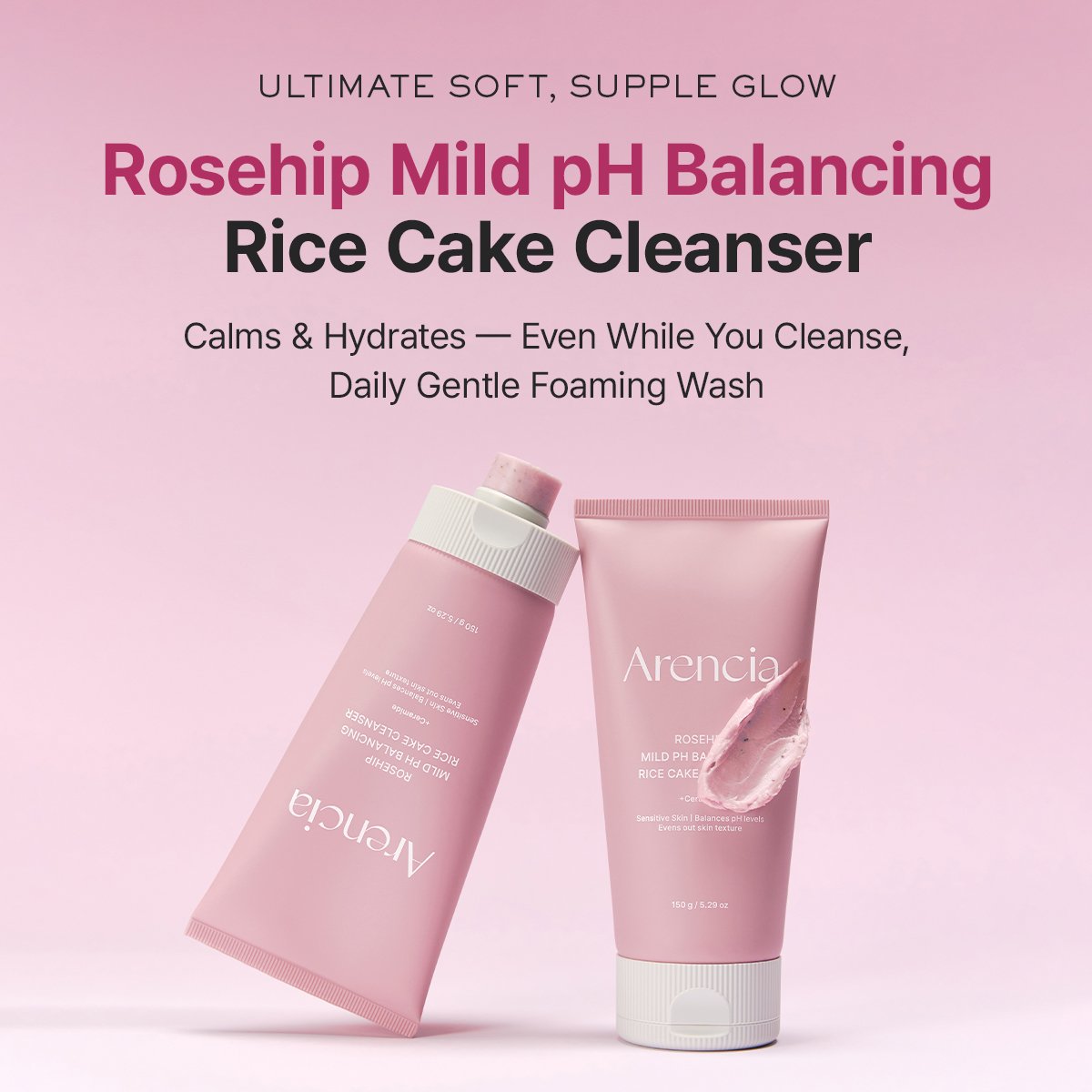 Arencia Rosehip Mild pH-Balancing Rice Cake Cleanser – 150g