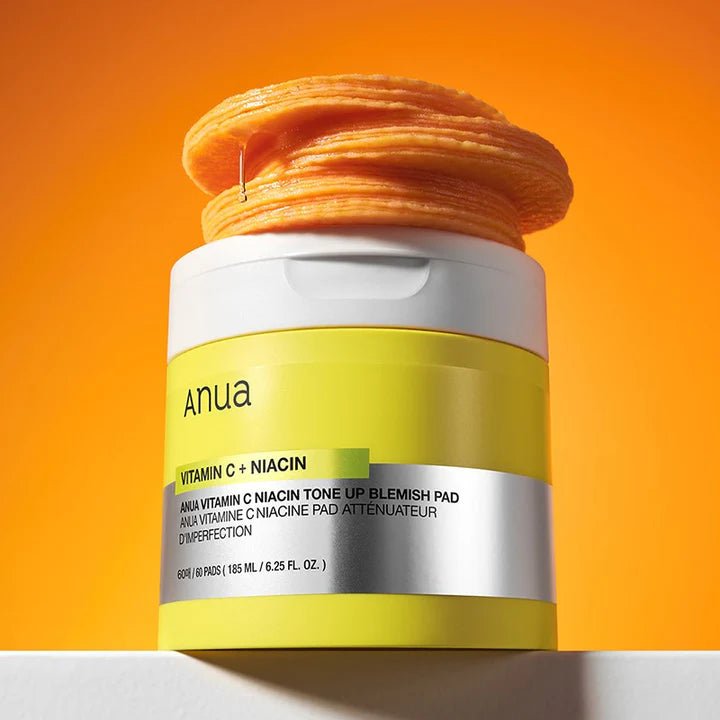 Anua Vitamin C Niacin Tone Up Blemish Pad 60 pads ضمادة أنوا فيتامين سي والنياسين لتفتيح البشرة وإزالة الشوائب