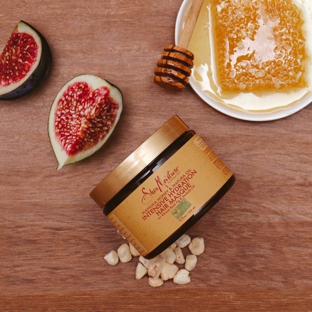 Shea Moisture Intensive Hydration Hair Masque 284g قناع الترطيب المكثف للشعر بعسل المانوكا وزيت المافورا من شيا مويستشر 284 غ