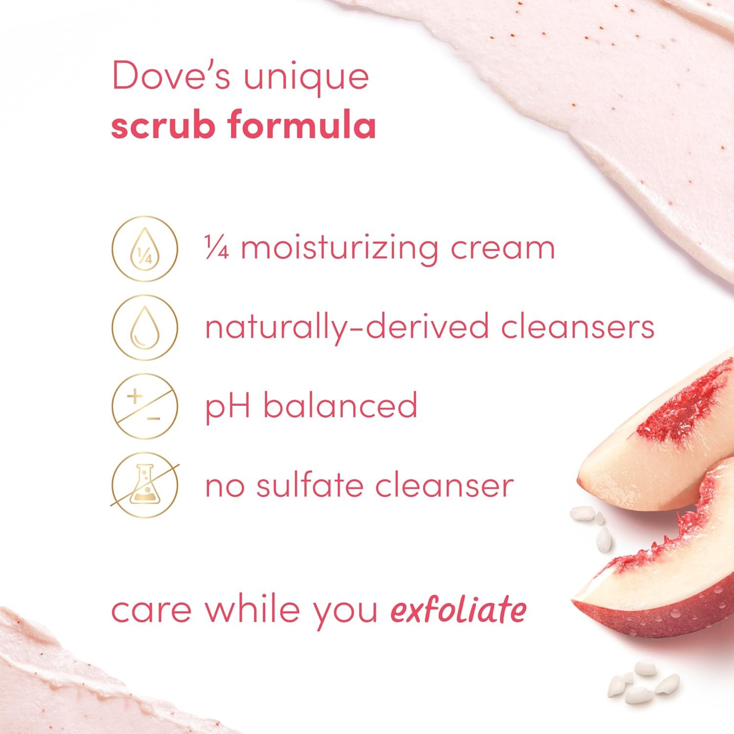 Dove White Peach & Crushed Rice Body Scrub Exfoliates and Deeply 15 oz