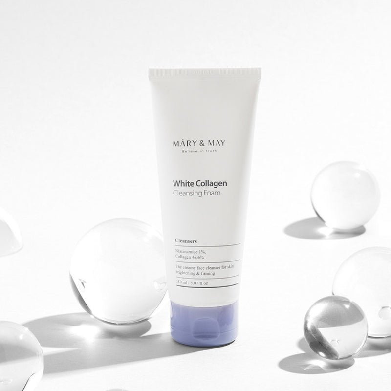 Mary & May White Collagen Cleansing Foam 150 ml رغوة تنظيف البشرة بالكولاجين والنياسينامي