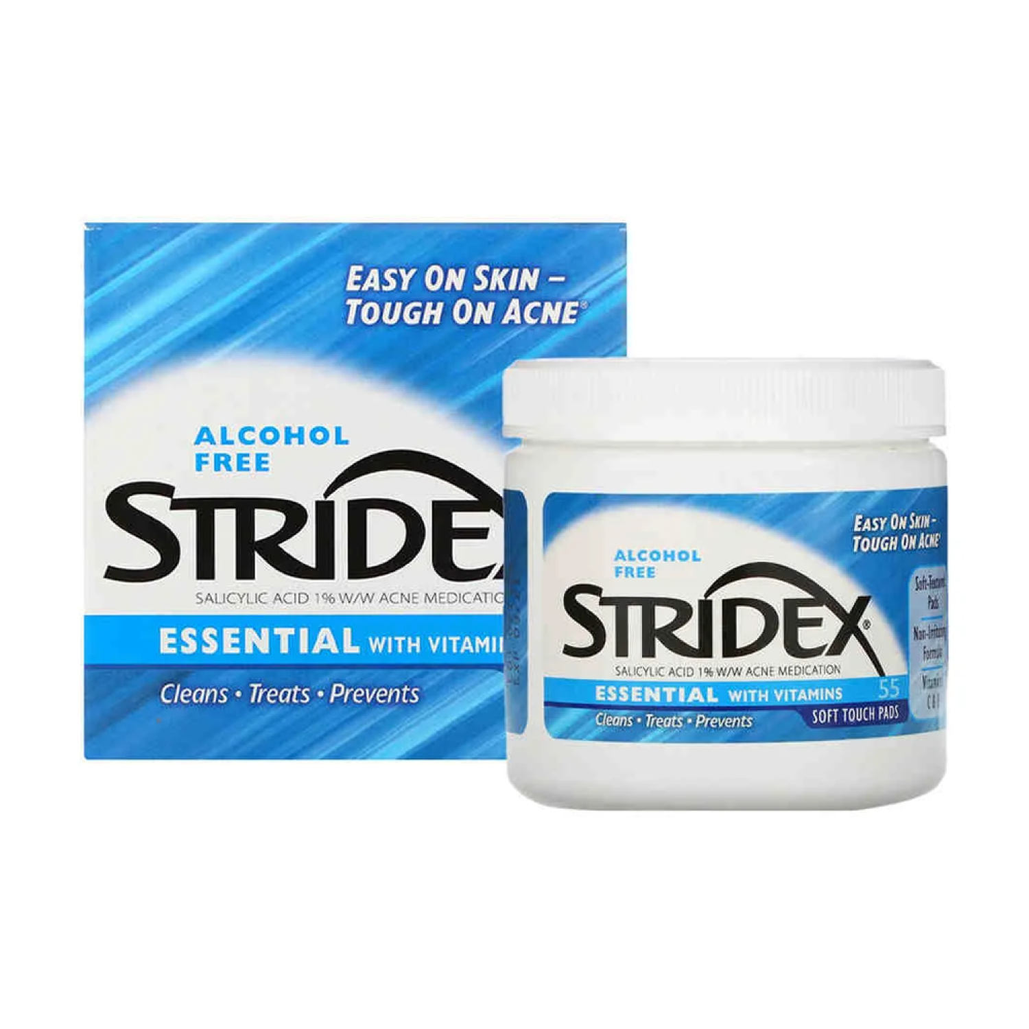 Stridex Essential With Vitamins Pads – 55 Pads ضمادات ستريدكس الأساسية مع الفيتامينات – ٥٥ ضمادة