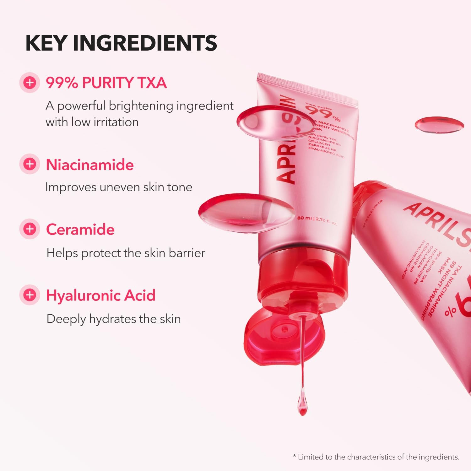 APRILSKIN TXA Niacinamide 99 Overnight Wrapping Mask | 99% High-Purity TXA+Niacinamide for Uneven Skin Tone | Overnight Skin Booster for Toning Care, Firming & Pore Care | 80ml,