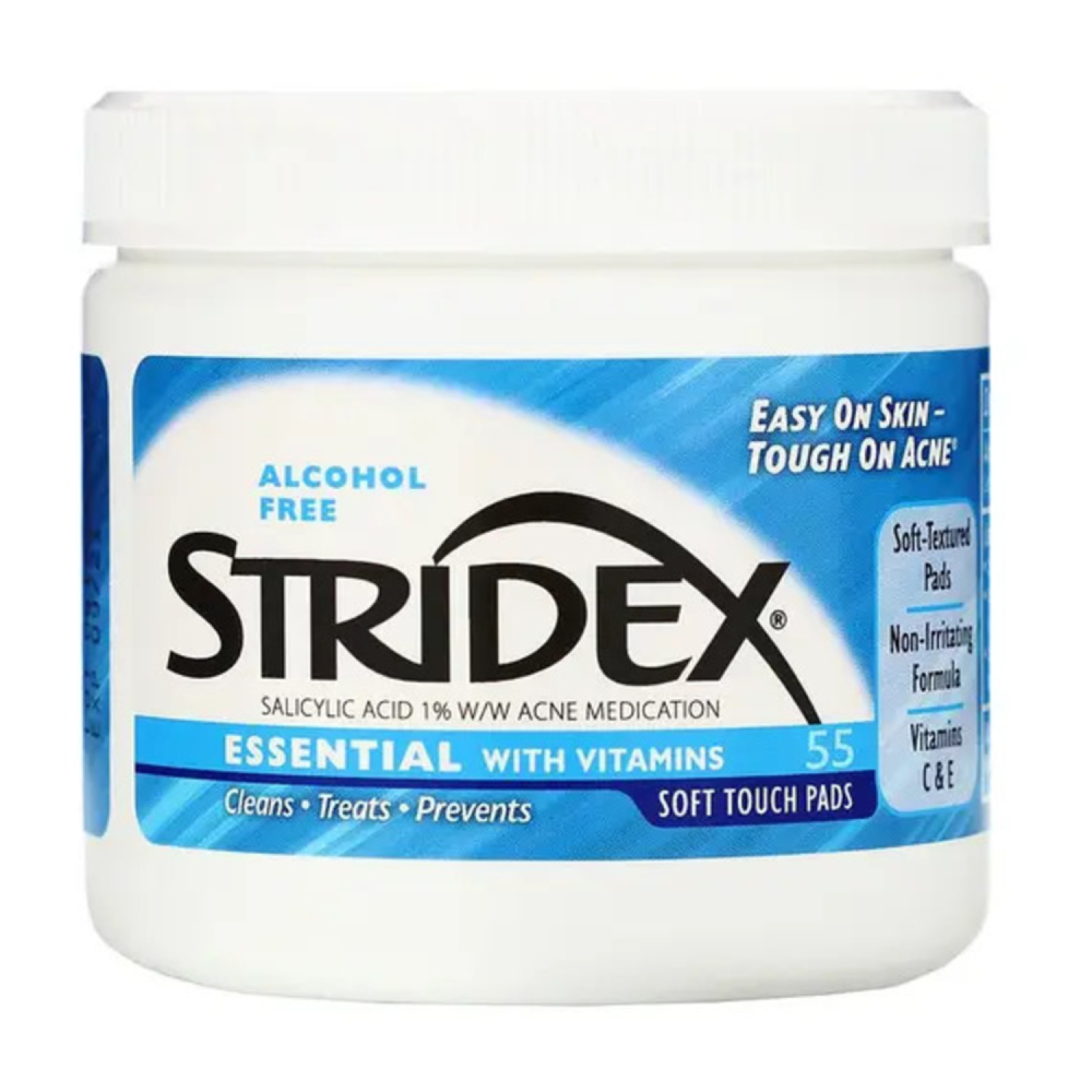 Stridex Essential With Vitamins Pads – 55 Pads ضمادات ستريدكس الأساسية مع الفيتامينات – ٥٥ ضمادة