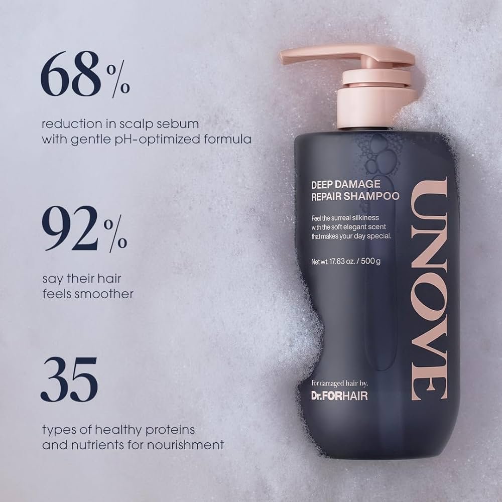 UNOVE DEEP DAMAGE REPAIR SHAMPOO 500ML  شامبو UNOVE لإصلاح الشعر التالف بعمق 500 مل