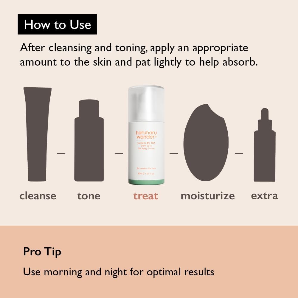 Haruharu Wonder Dark Spot Go Away Sérum Centella 4 % d’acide tranexamique, vitamine C, sérum correcteur de décoloration, hyperpigmentation et teint uniforme de la peau (30 ml)