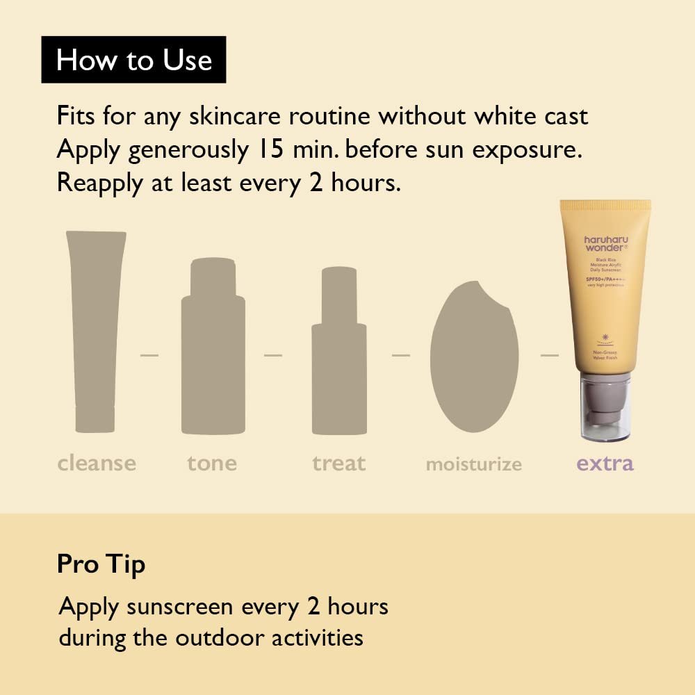 هاروهارو واقي الشمس اليومي اير فيت من وندر بلاك رايس مويستشر 50 مل Haruharu Wonder Black Rice Moisture Airyfit Daily Sunscreen 50ml (1.69fl.oz)