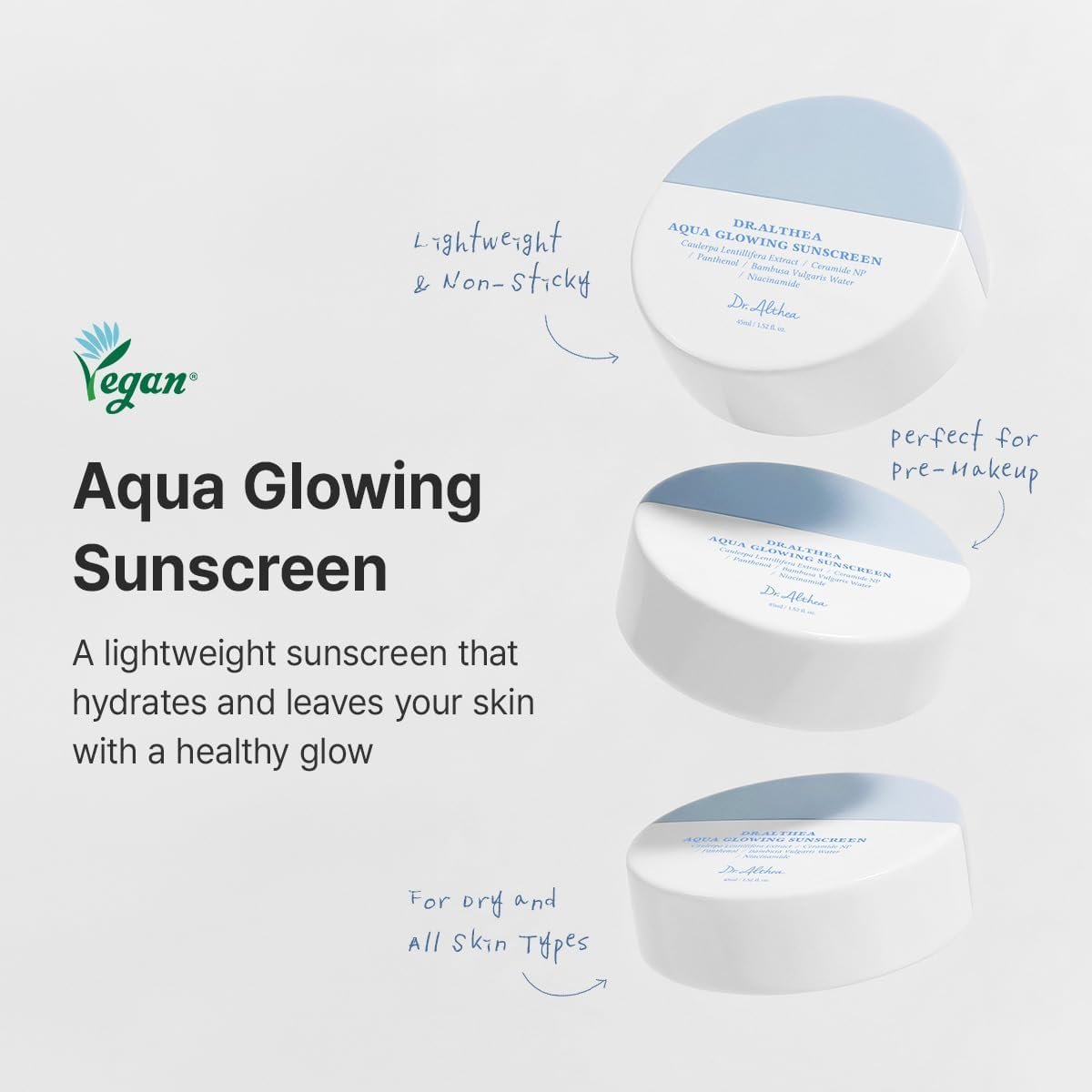 Dr.Althea  Sunscreen Protection Solaire Visage Vegan Coréenne (45 ml, SPF50 PA++++)