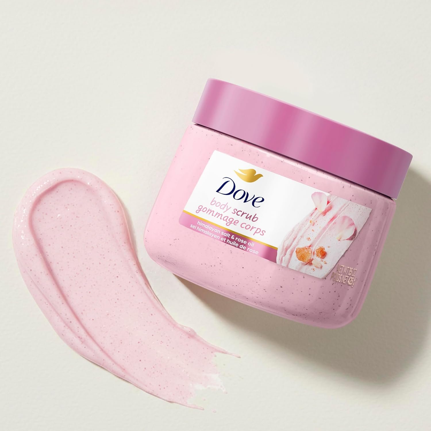 Dove Himalayan Salt & Rose Oil Body Scrub Exfoliates and Deeply 15 oz