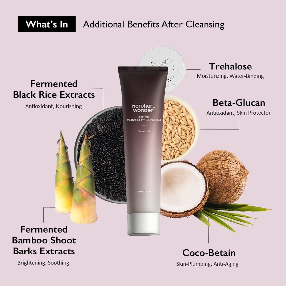 Haruharu Wonder | Black Rice Moisture 5.5 Gel nettoyant doux 100 ml  هاروهارو جل تنظيف ناعم من وندر بلاك رايس مويستشر 5.5 100 مل