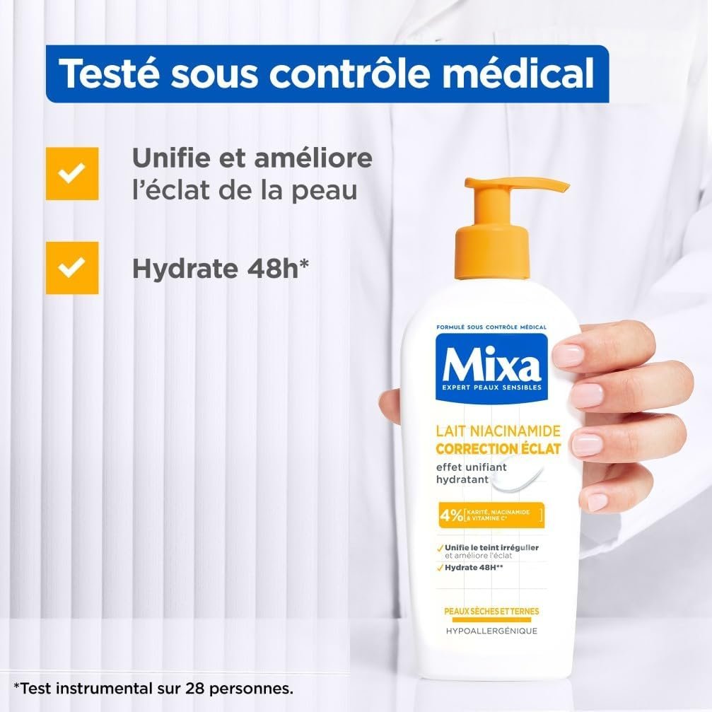 Mixa Niacinamide Milk Correction Radiance Dry Skin Shea Vitamin C 250 ml ميكسا نياسيناميد