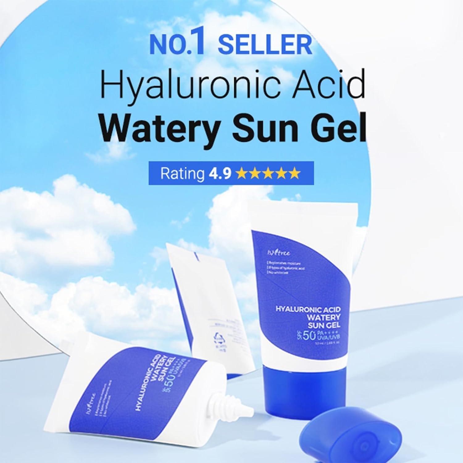 ISNTREE Sunscreen Hyaluronic Acid Watery Sun Gel 50ml – crème solaire à l’hyaluron SPF 50+