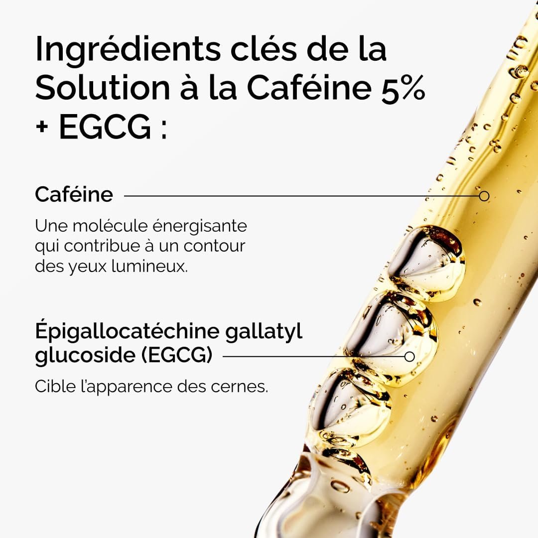The Ordinary Solution à la Caféine 5% + EGCG, Sérum anti-cernes pour les contours des yeux noirs et fatigués, 30 ml