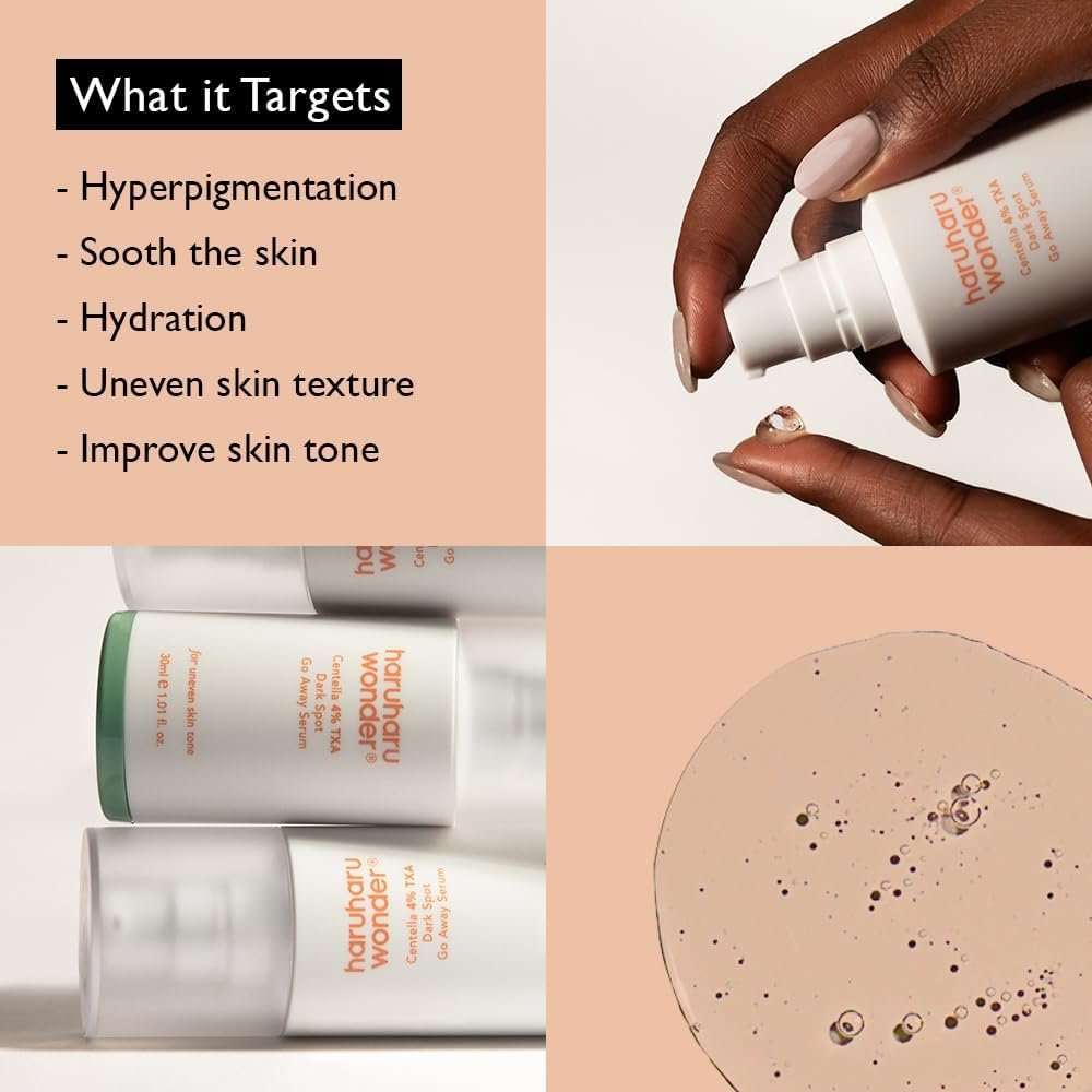 Haruharu Wonder Dark Spot Go Away Sérum Centella 4 % d’acide tranexamique, vitamine C, sérum correcteur de décoloration, hyperpigmentation et teint uniforme de la peau (30 ml)