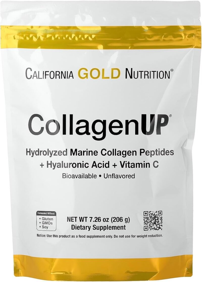California Gold Nutrition, CollagenUP®, Hydrolyzed Marine Collagen Peptides with Hyaluronic Acid and Vitamin C, Unflavored, 7.26 oz (206 g)