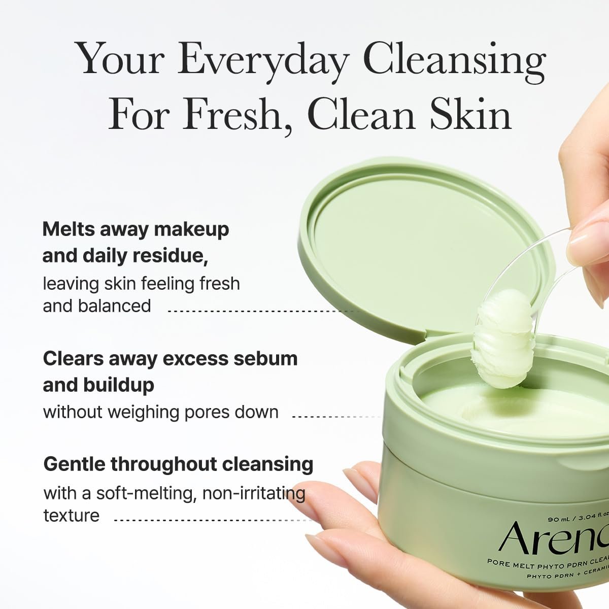 ARENCIA Pore Melt Phyto PDRN Cleansing Balm, Makeup Removing & Pore Care Cleanser with PDRN, Ceramide, Hyaluronic Acid, 90ml / 3.04 fl. oz.