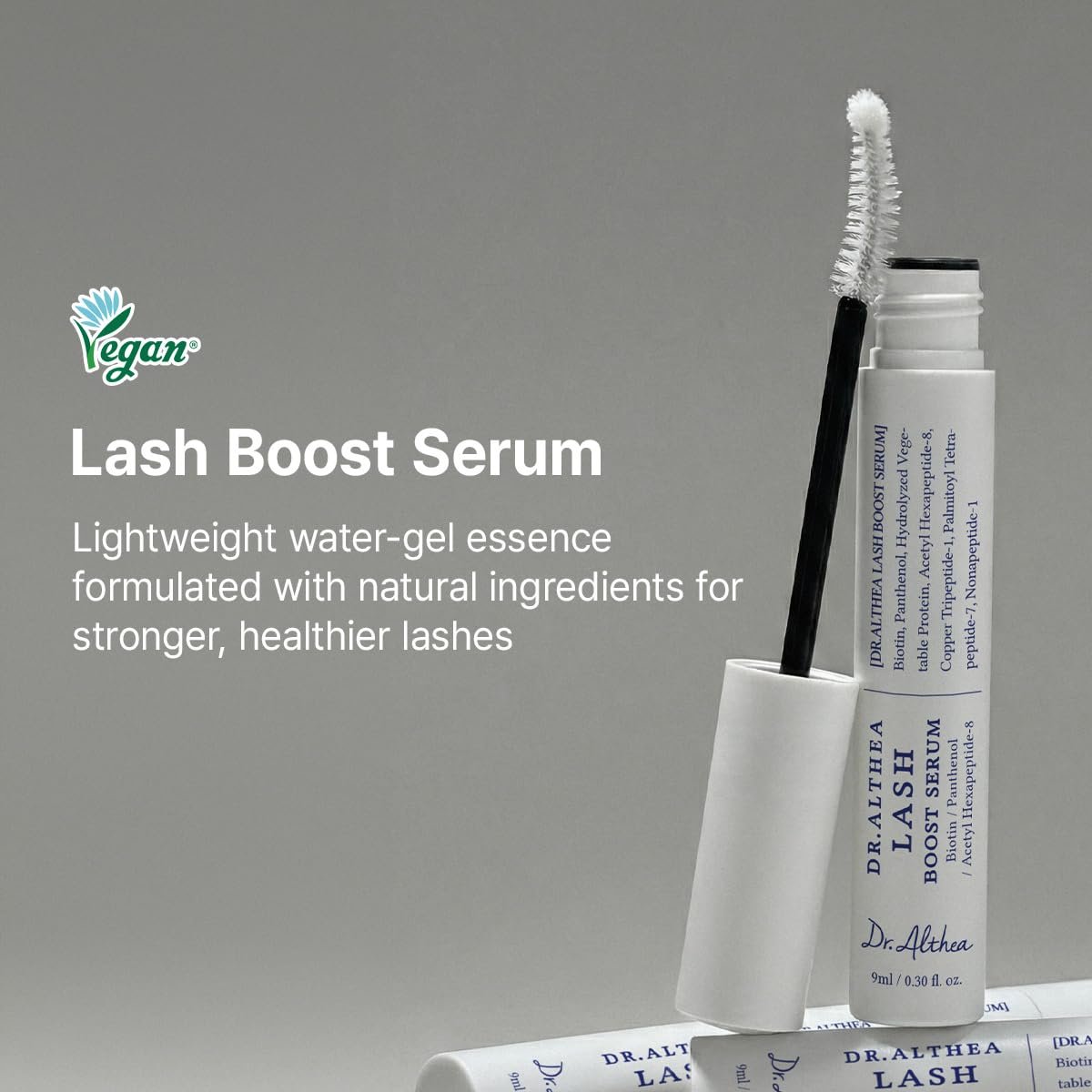 Dr.Althea Lash Boost Serum | Lash Essence for Stronger & Glossy-looking Lashes | Lash Primer with Biotin & Panthenol & 12-Peptide Complex | Vegan Korean Skincare, 0.30 Fl Oz