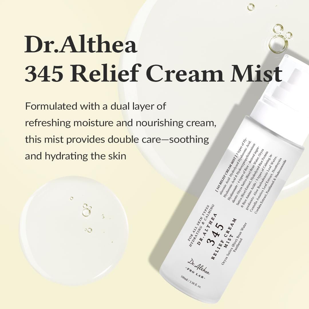 Dr.Althea 345 Relief Cream Mist | Hydrating Facial Mist with Rice Extract | Soothing Care for Sensitive Skin