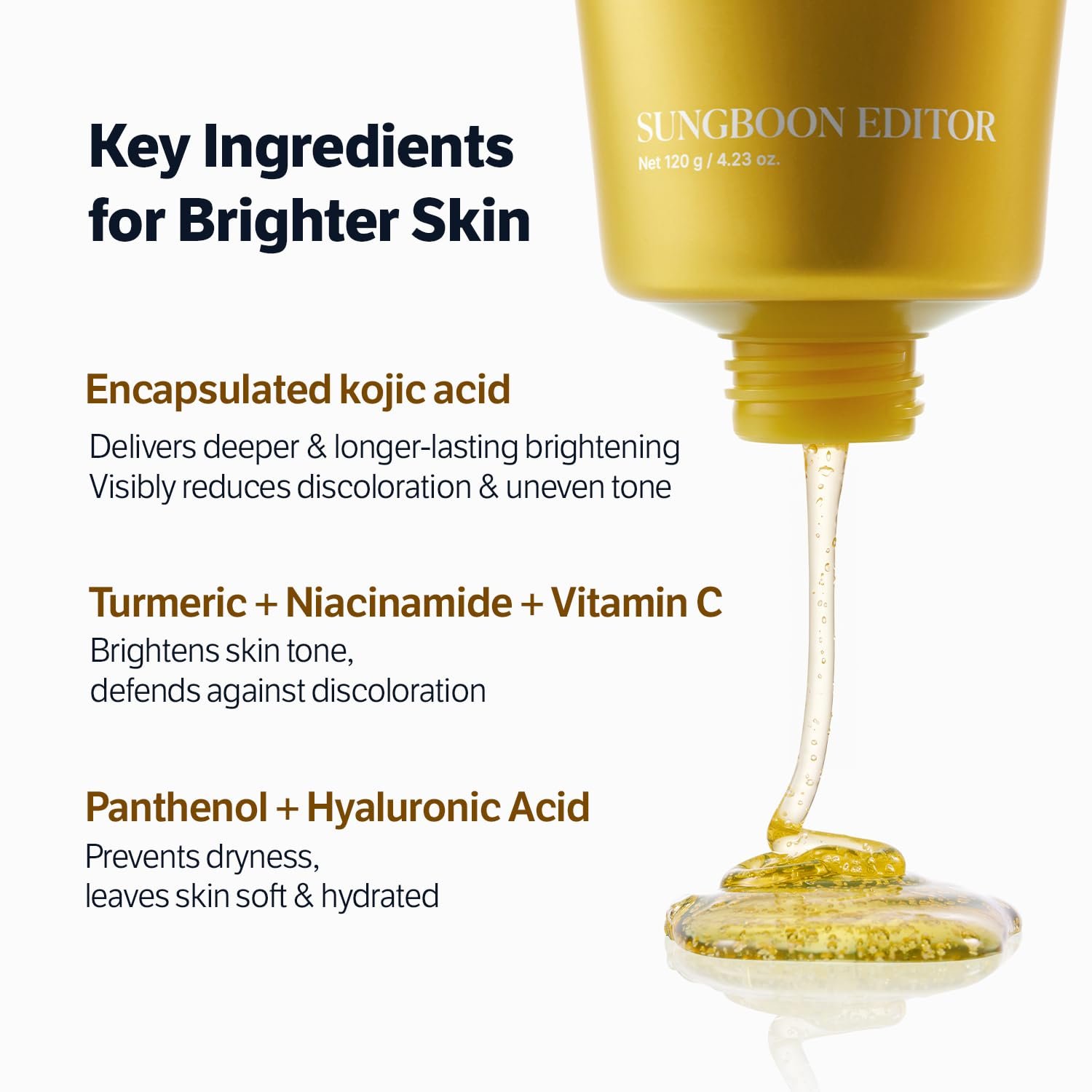 SUNGBOON EDITOR Kojic Turmeric Capsule Brightening Cleanser for Uneven Spots, Acne-prone Skin & Blackhead, Low pH Gentle Gel Face Wash, Kojic Acid & Niacinamide, Korean Skincare