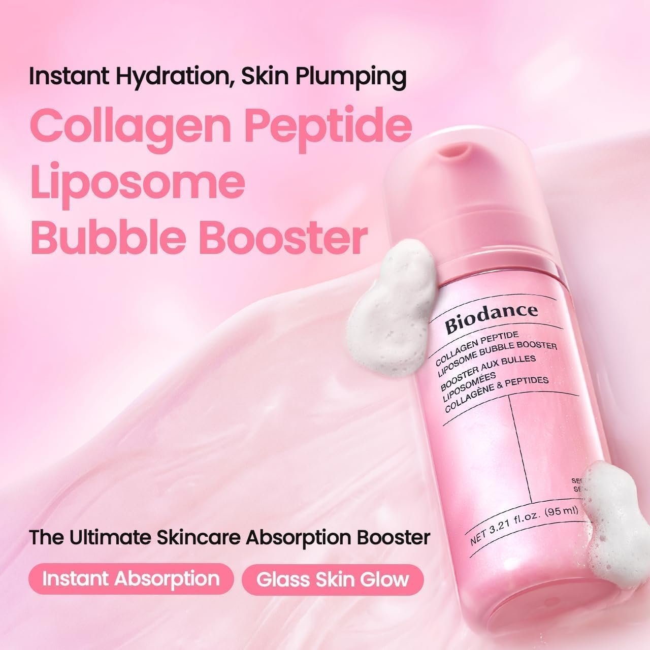 BIODANCE Collagen Peptide Lipsome Bubble Booster, Micro-Bubble Foam Essence for Elasticity and Plumping, Hydration & Skin Prep Boost, Korean Skin Care | 3.21 fl.oz