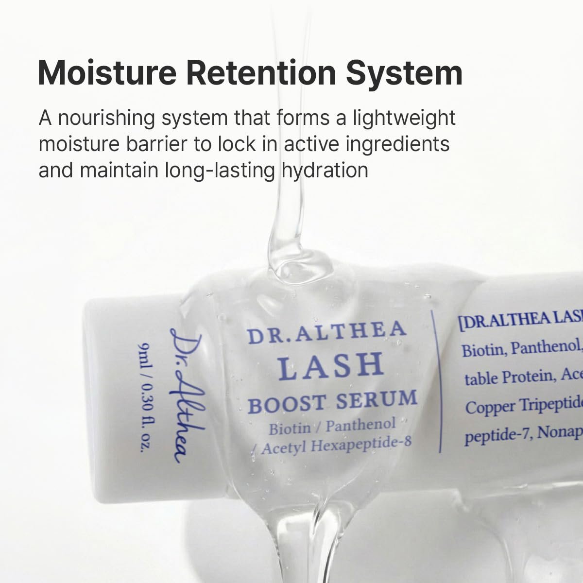 Dr.Althea Lash Boost Serum | Lash Essence for Stronger & Glossy-looking Lashes | Lash Primer with Biotin & Panthenol & 12-Peptide Complex | Vegan Korean Skincare, 0.30 Fl Oz