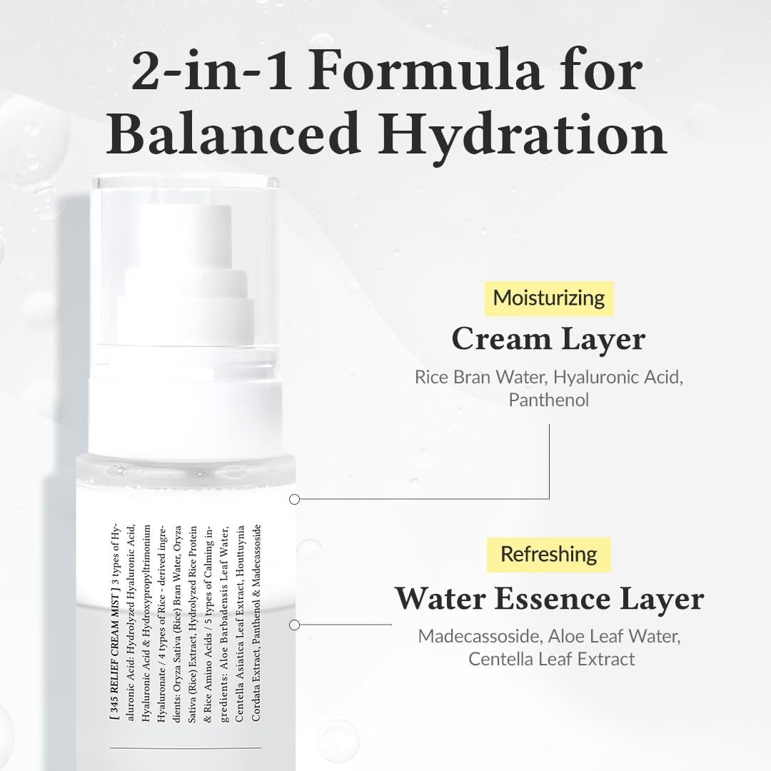 Dr.Althea 345 Relief Cream Mist | Hydrating Facial Mist with Rice Extract | Soothing Care for Sensitive Skin
