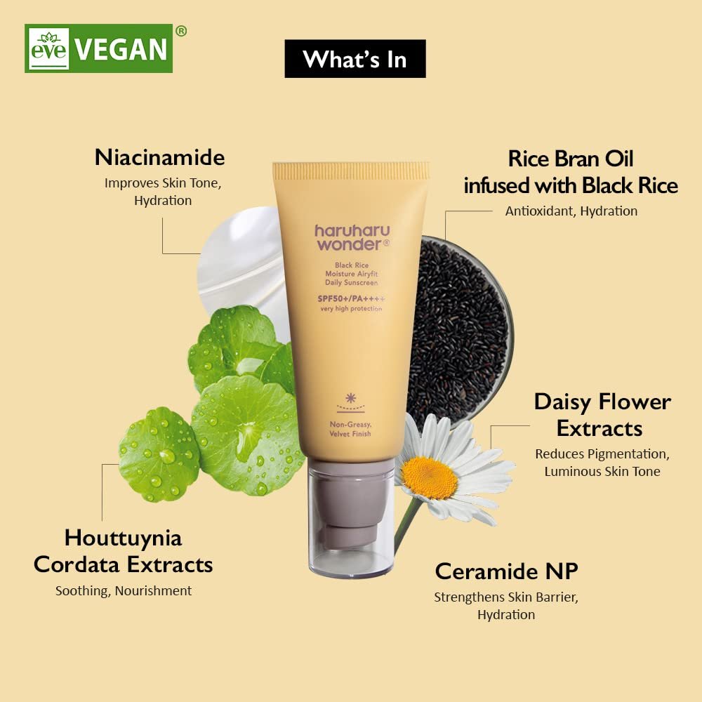هاروهارو واقي الشمس اليومي اير فيت من وندر بلاك رايس مويستشر 50 مل Haruharu Wonder Black Rice Moisture Airyfit Daily Sunscreen 50ml (1.69fl.oz)