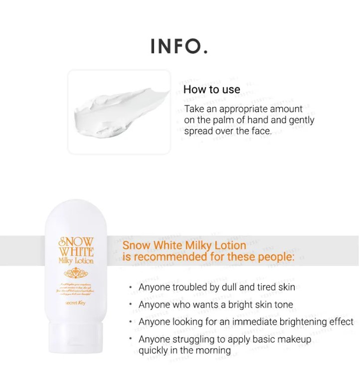 Secret Key Snow White Milky Lotion‏ لوشن تفتيح البشرة العلاجي من سنو وايت