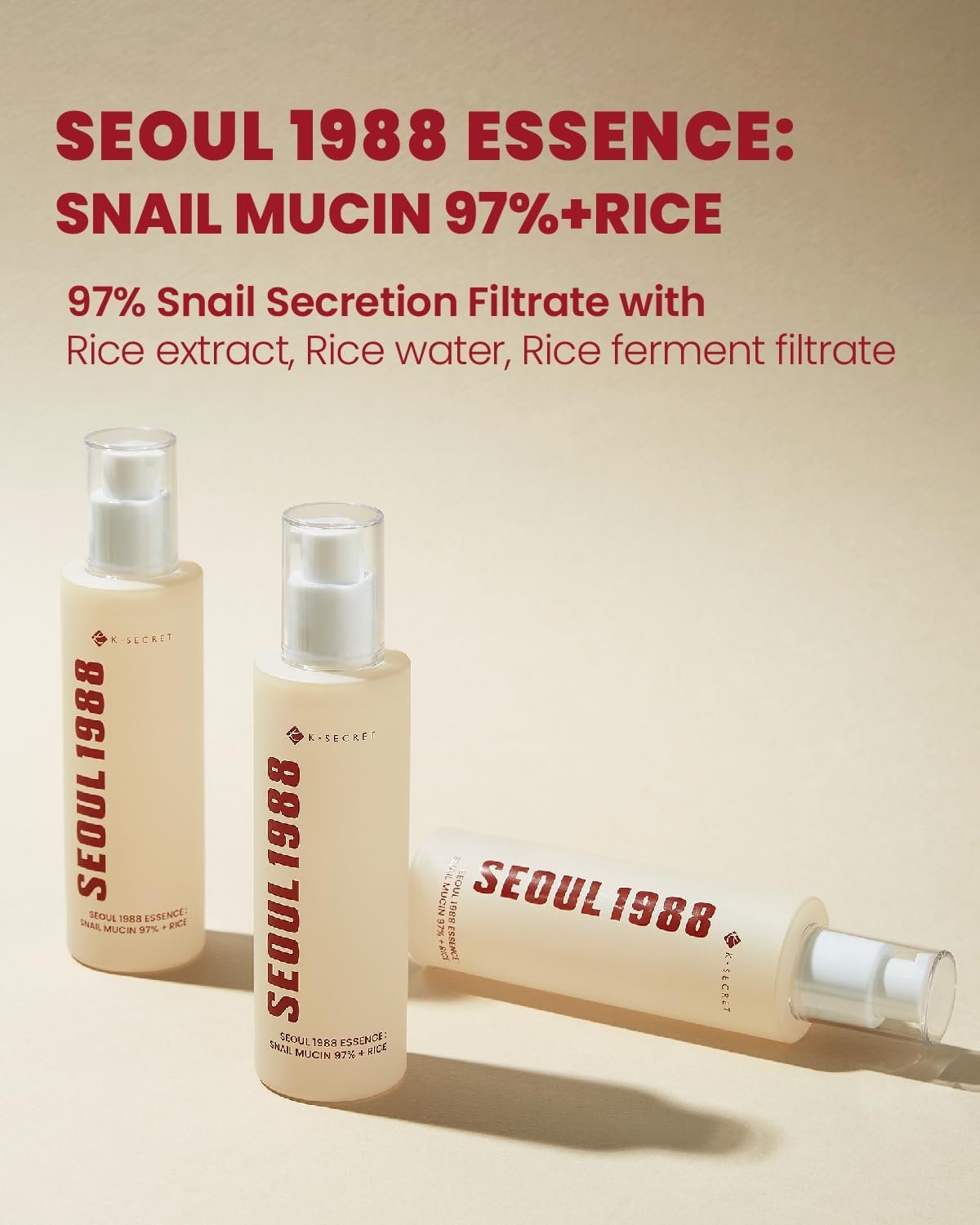 K-SECRET SEOUL 1988 Essence : Snail Mucin 97% + Rice موسين الحلزون 97% + أرز من كيه سيكريت