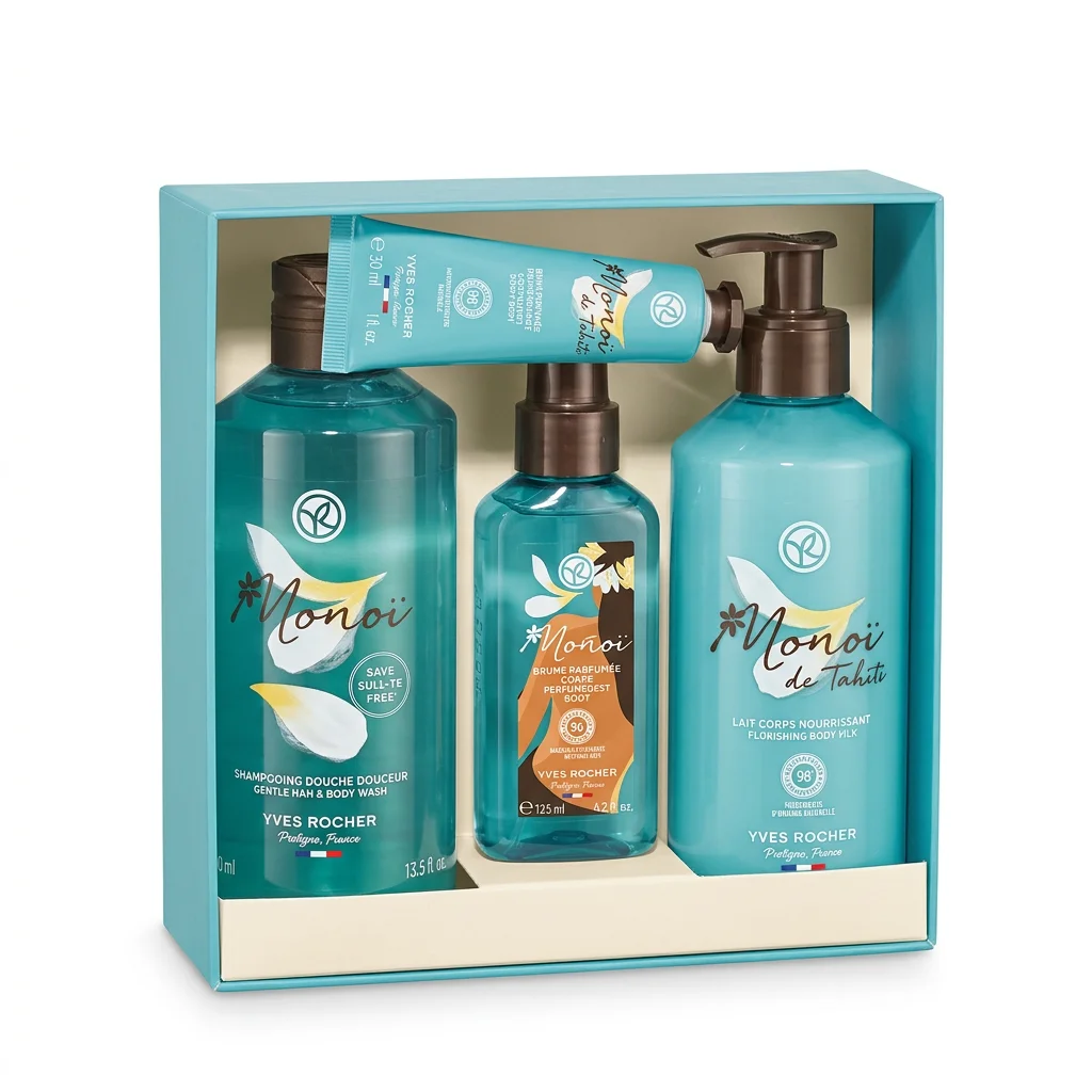 Yves Rocher – Coffret Monoi de Tahiti – Hydratation et Douceur – 13.5 fl.oz, 125 ml, 390 ml