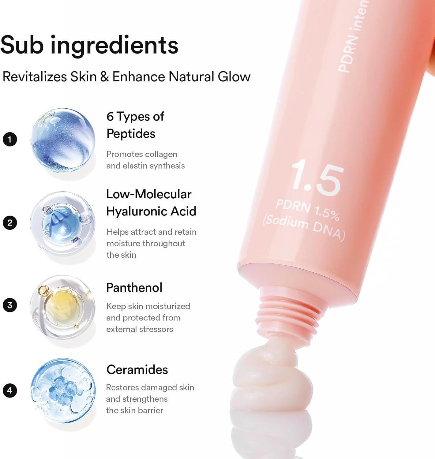 Abib PDRN Crème intensive 1,5 tube de 70 ml, hydratant hydratant à l’ADN de saumon PDRN pour peaux ternes et stressées, revitalisation de la peau et soin des barrières, avec peptides et acide