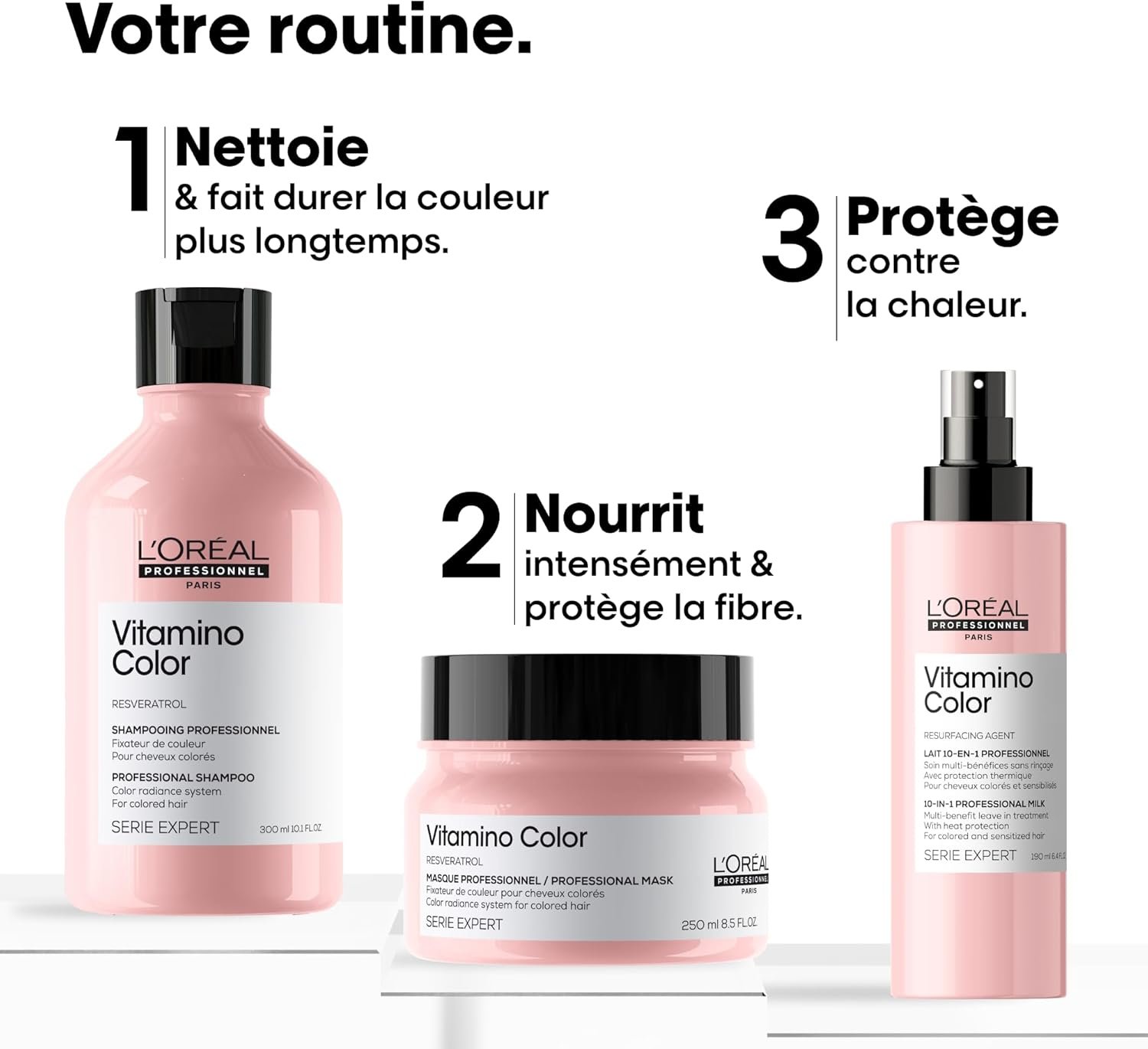 L’OREAL PROFESSIONNEL – Shampoing Fixateur de Couleur Vitamino Color – Homme & Femme – Cheveux 71 % Plus Nourris & 5 x Plus Brillants – Formule Sans Sulfate – Cheveux Colorés –