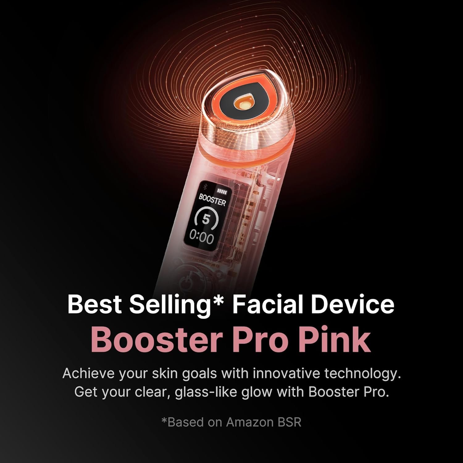 Medicube Booster Pro | 6-in-1 Real Glass Glow Beauty Massager | for Clear, Radiant, Firmer-Looking Skin | Korean Skin Care | Pink