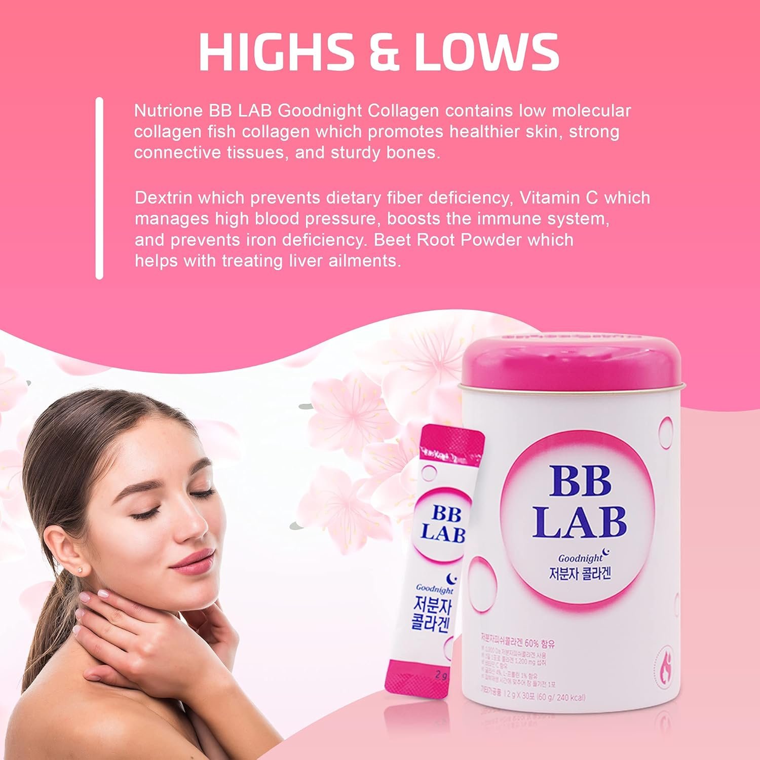 BB LAB Good Night Low Molecular Collagen Powder Stick Supplement, Halal Certified, Korean Marine Collagen