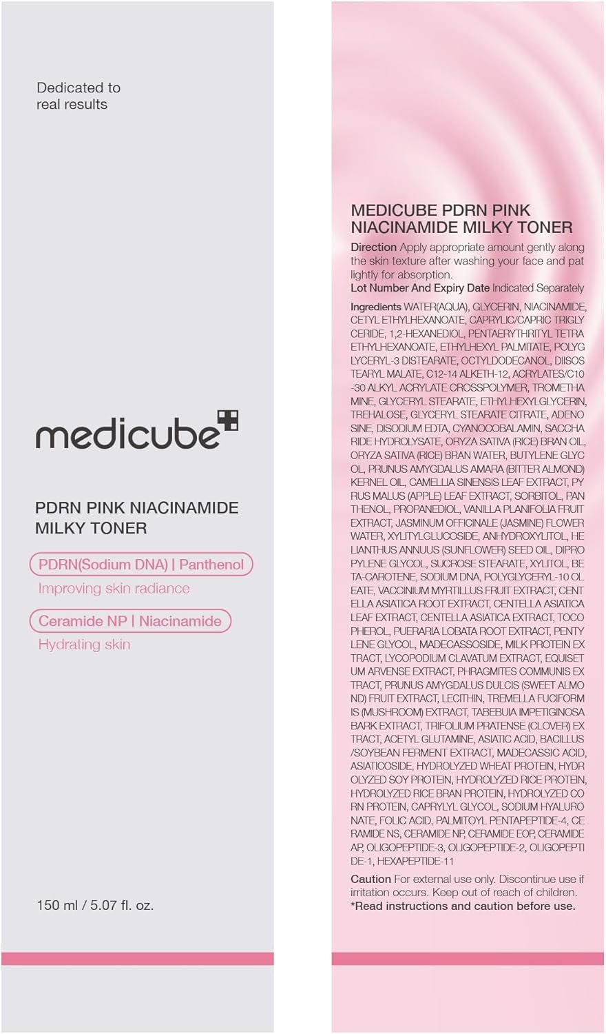 medicube PDRN Pink Niacinamide Milky Toner for Hydrating, Moisturizing, Soothing, Ceramide, Peptide, 150ml