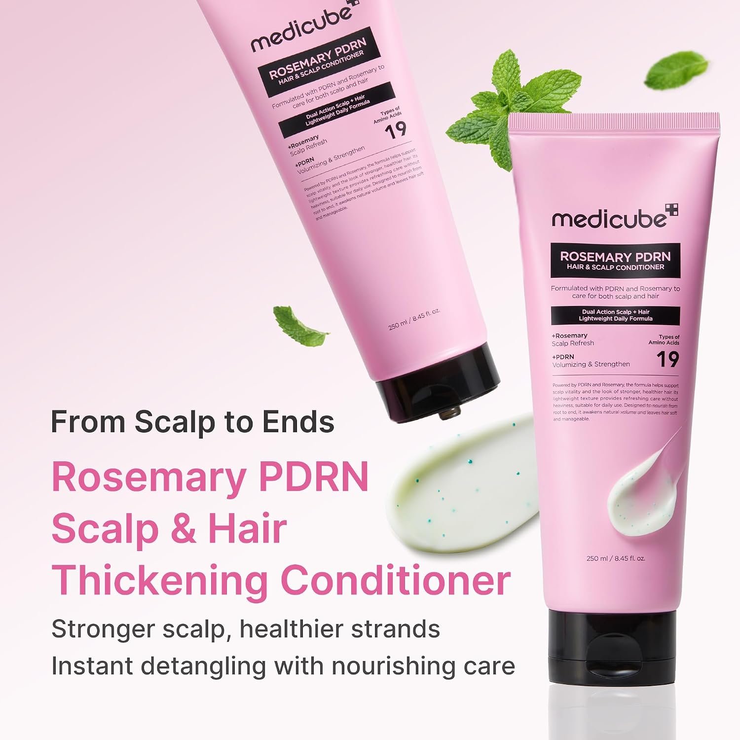 medicube Rosemary PDRN Scalp to Strand Thickening Conditioner | Scalp & Hair Strengthening Conditioner for Fine, Dry Hair | Amino Acid for Strength & Softness | Hair Care Product, 8.45 fl.oz