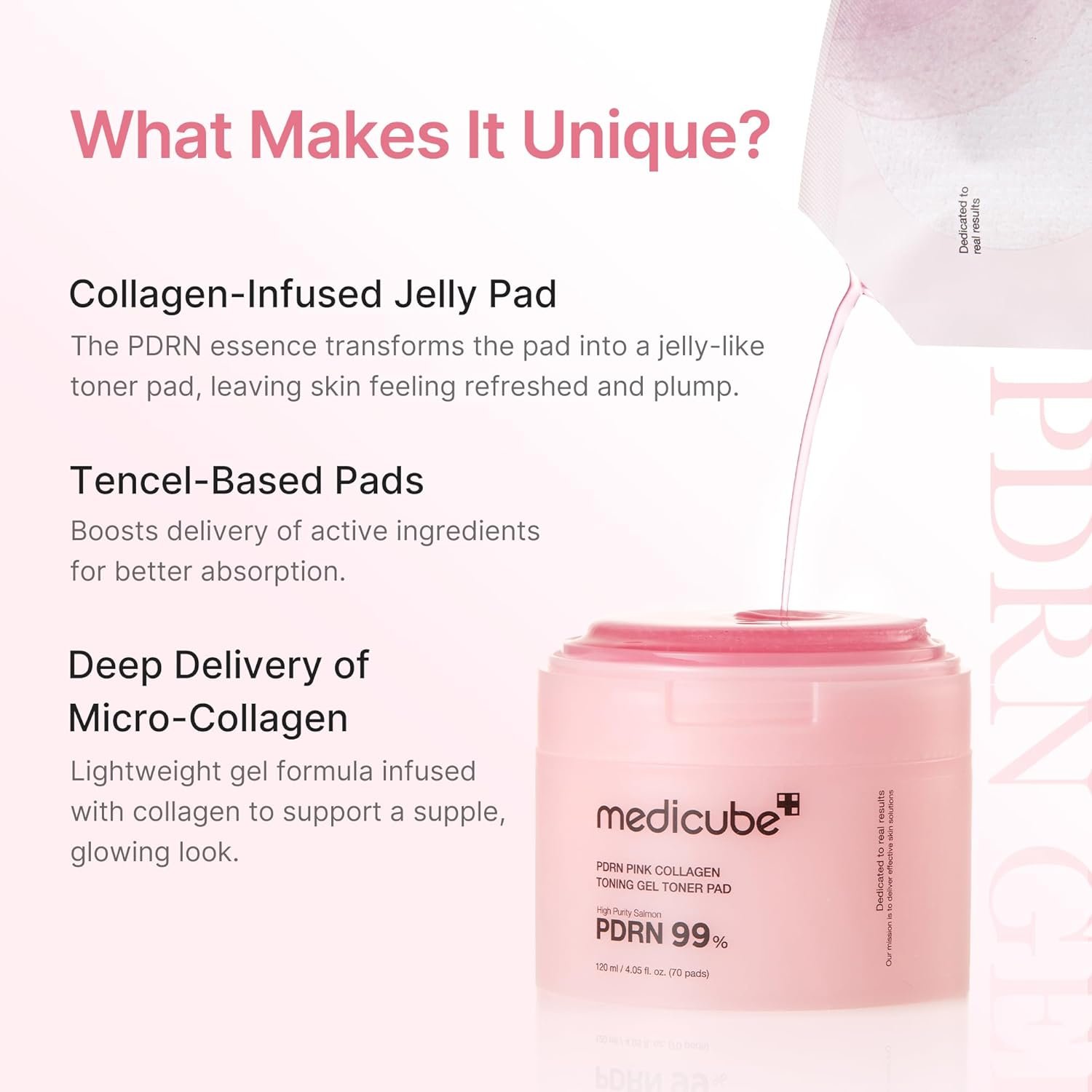 Medicube Toner Pads Salmon DNA PDRN Pink Collagen Jelly Pad | Korean Gel Toner Pad | Niacinamide, Madecassoside, Retinol | Soothing, Radiance, Uneven Skin Tone | Korean Skin Care | 70 Pads (1 Pack)