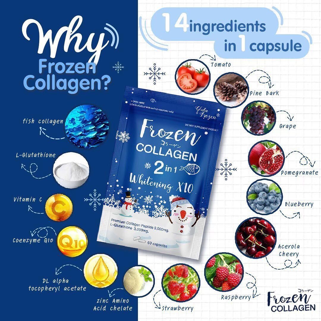 Frozen Collagen 2 In 1 whitening X10 Naturally Radiant Brightening 60 capsules