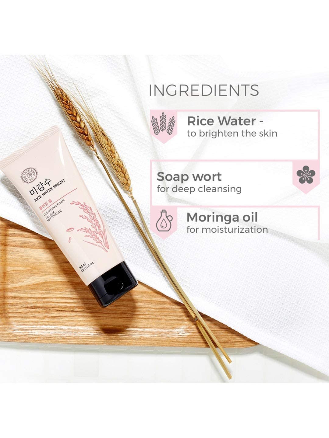 BETT Cleansing foam 150ml with Rice Water for Brighten the Skin | Soap Wort for Deep Cleansing |Moringa Oil for Moisturization | Face Wash for Men and Women