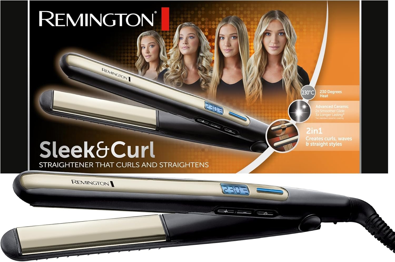 Remington Hair Straightener [2in1: Smooth & Curl] Sleek & Curl