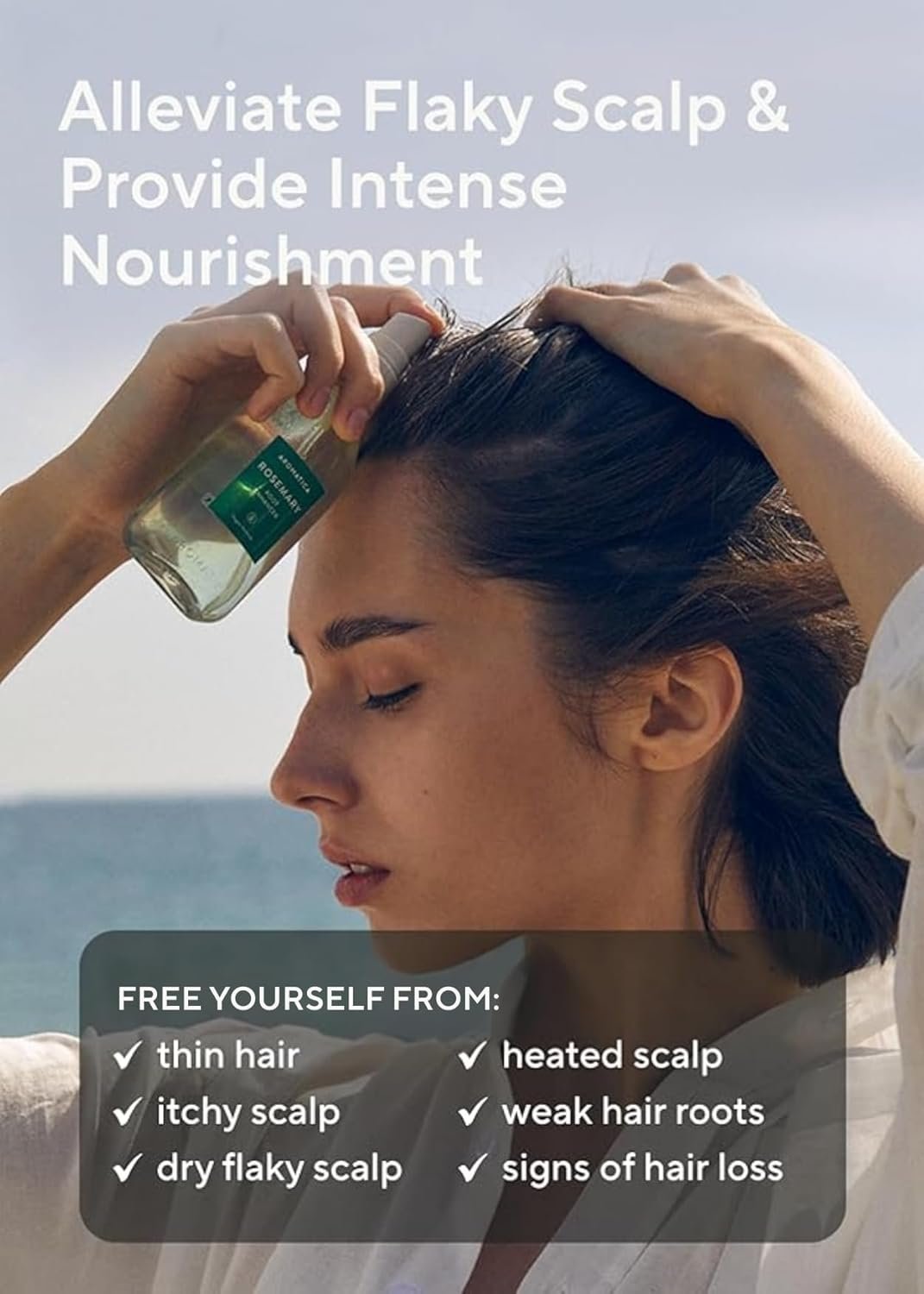 AROMATICA Root Enhancer Rosemary Water for Hair Growth spray – with Rosemary hair oil & caffeine & biotin – Korean hair care for hair thinning & hair loss – free from silicone, paraben and sulfate
