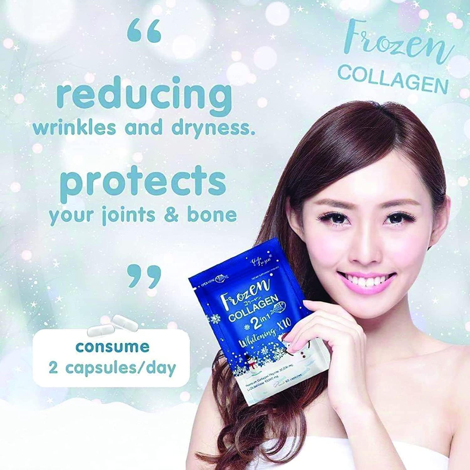 Frozen Collagen 2 In 1 whitening X10 Naturally Radiant Brightening 60 capsules